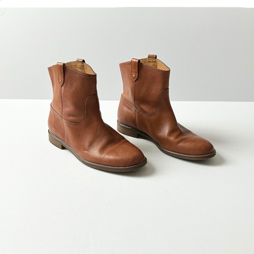 Madewell Otis Pull On Ankle Boot English Saddle Brown Leather Western Size 8